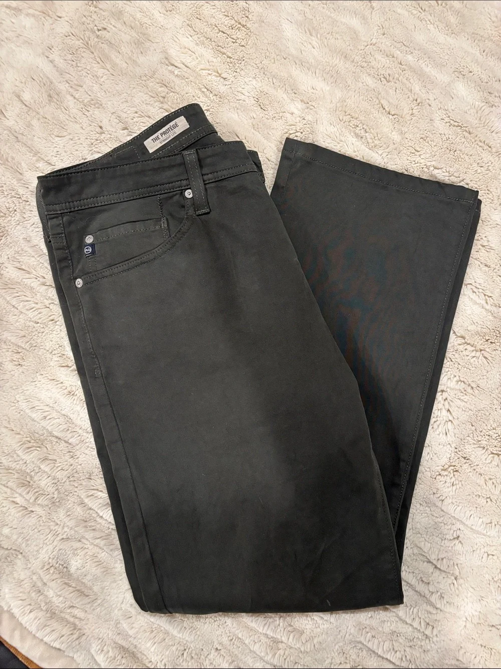 Ag Adriano Goldschmied Dark Green The Protege Straight Leg 33 Waist 34 Length